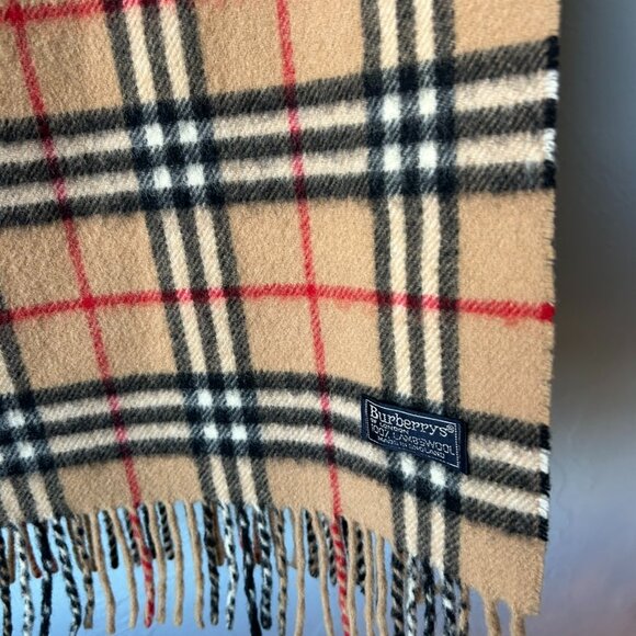 Burberry Accessories - Vintage Burberry scarf 100% Lambswool Made in England Camel Color